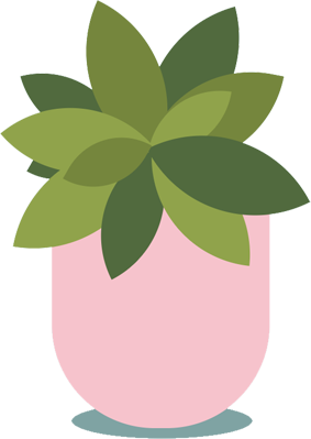 CSS image of a plant in a pink pot